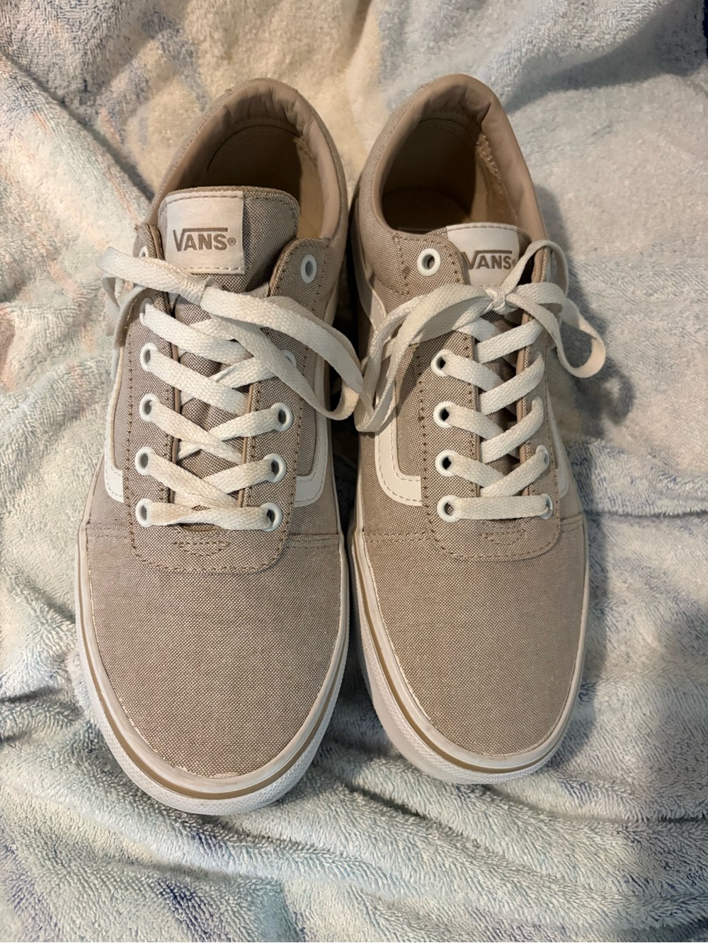 Vans Women’s Low-Top Canvas Sneakers in Taupe with White Accent
